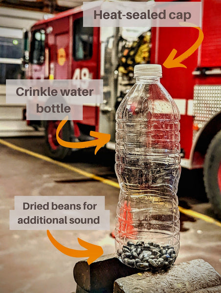 Heavy-duty water bottle-filled dog toy made from 100% real repurposed and recycled fire hose. Stimulating Upcycled, tough, and durable.