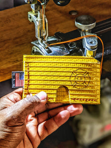 The hero in your pocket customizable minimalist repurposed rubber firehose front pocket wallet....gift for him firefighter,military, and public safety