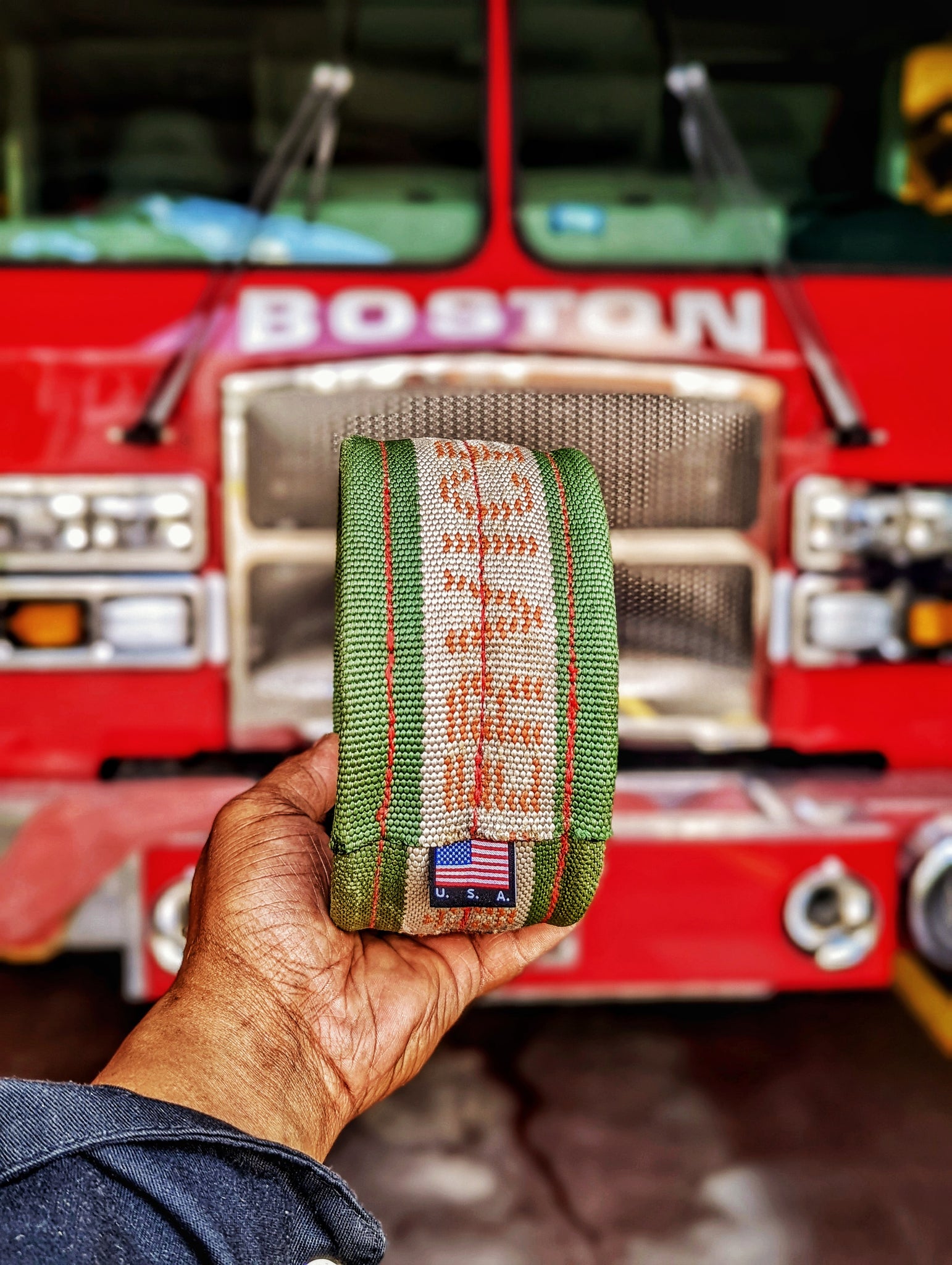 Fire hose ring dog toy made from heavy-duty recycled and repurposed structural fire hose. The perfect toy for dogs that destroy everything