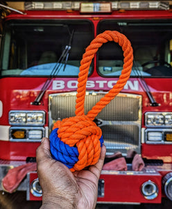 Rope ball with handle made from cotton fiber rope