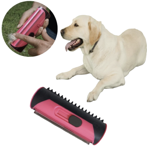 Pet Hair Removal Comb For Dogs & cats - Detangling Fur Trimming self cleaning bladed Comb with De-shedding Brush For Long and short hair Pets