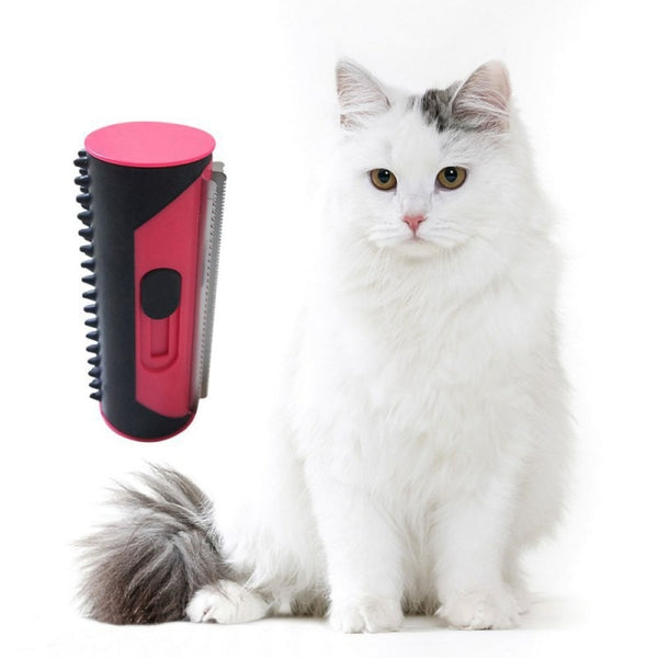 Pet Hair Removal Comb For Dogs & cats - Detangling Fur Trimming self cleaning bladed Comb with De-shedding Brush For Long and short hair Pets